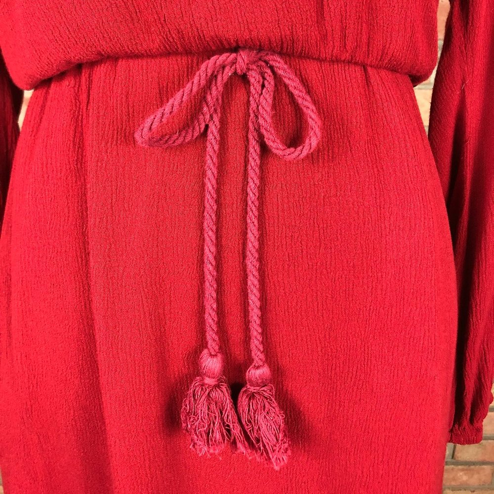 Flying Tomato Red Boho Long-Sleeve Mini Dress - Picture 7 of 8